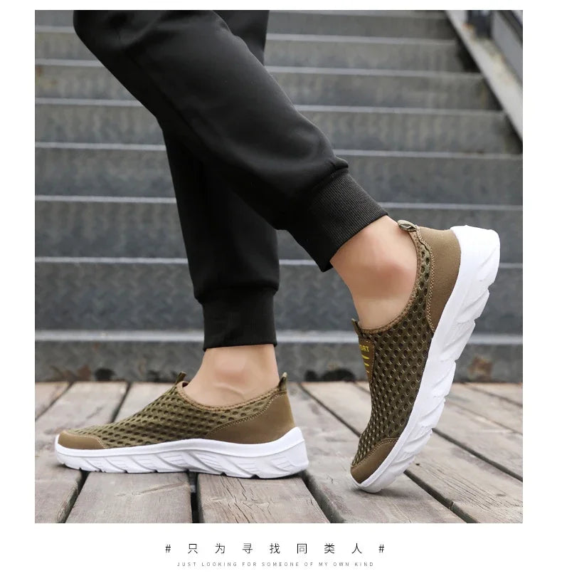 YRZL, zapatos informales ligeros para hombre, zapatillas informales transpirables sin cordones para hombre, zapatos planos antideslizantes para caminar al aire libre, talla 39-46