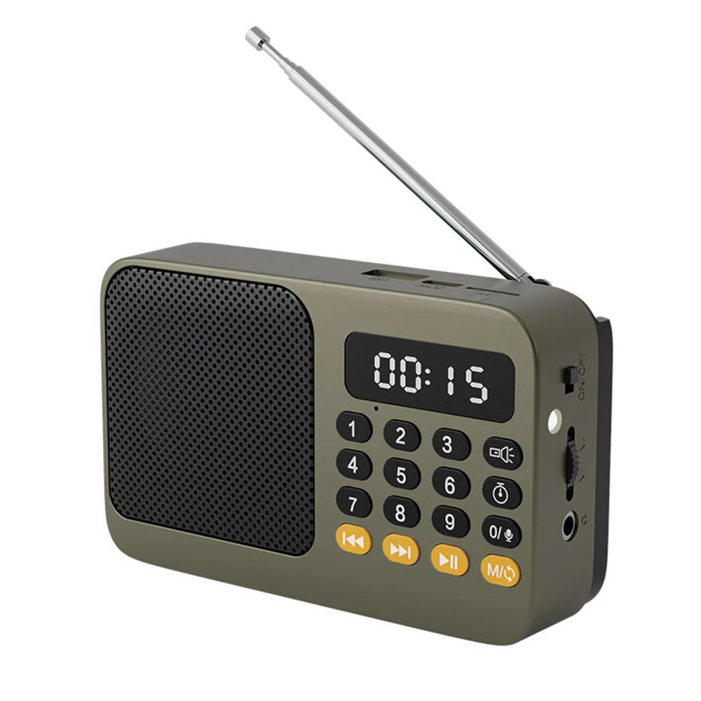 Receptor de Radios de Radio FM portátil, Altavoz Bluetooth Vintage, tarjeta TF, reproductor de música MP3 USB, grabadora con pantalla LCD