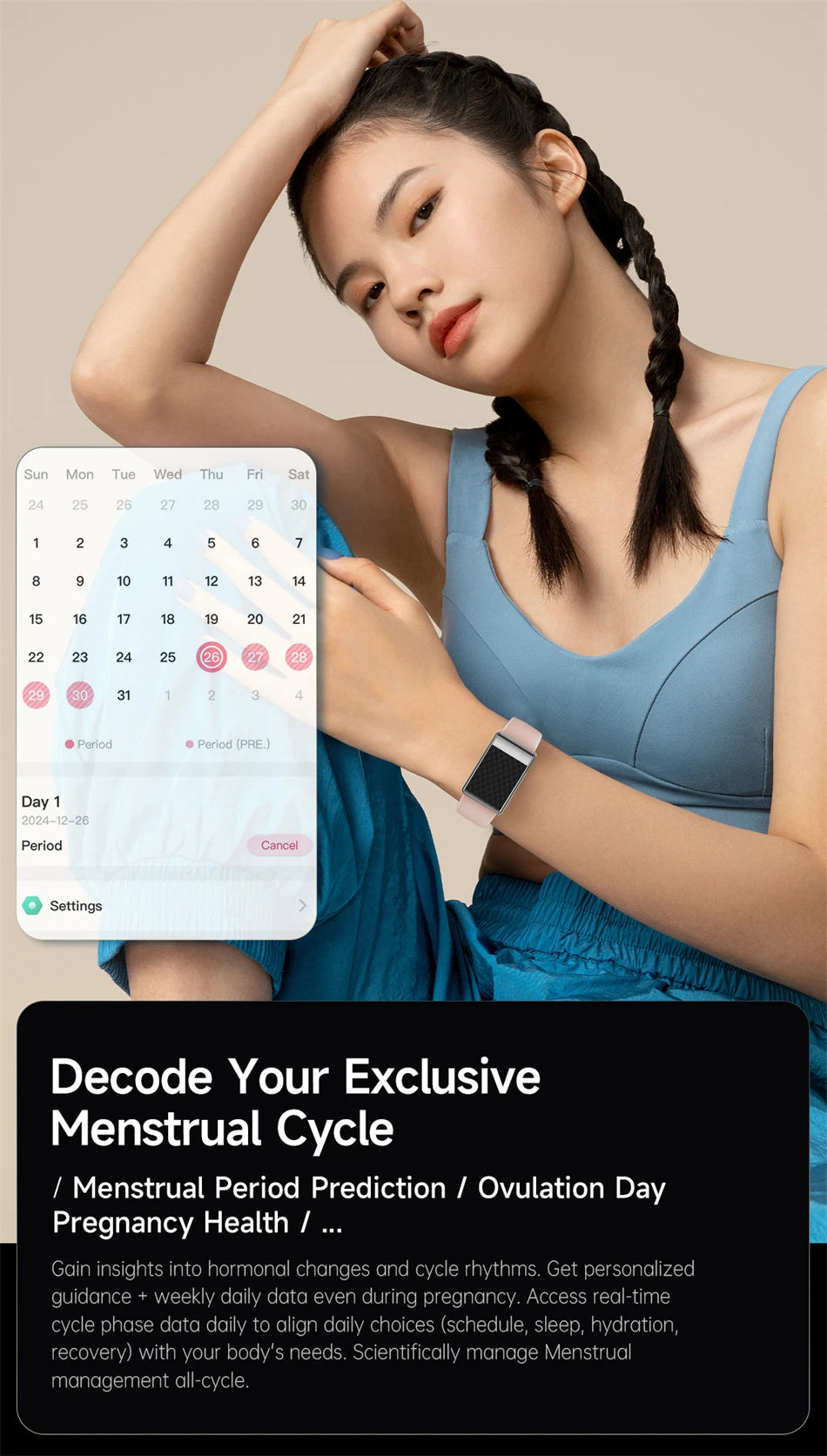 Pulsera inteligente ECG con monitor de salud, frecuencia cardíaca y ácido úrico, IP68