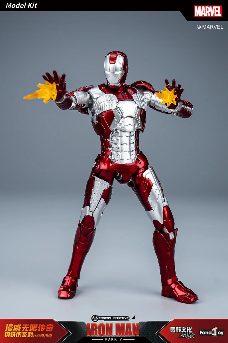 Figura de Anime de Iron Man MK5 de Marvel, Kit de Modelo a Escala 1/12, Serie Infinity Saga, Ironman Mark 5, Ensamblaje ABS, Articulaciones Móviles, Regalos y Juguetes