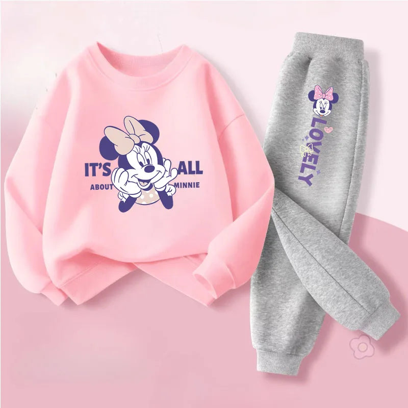 Conjunto de buzo y pantalón deportivo para niñas con estampado