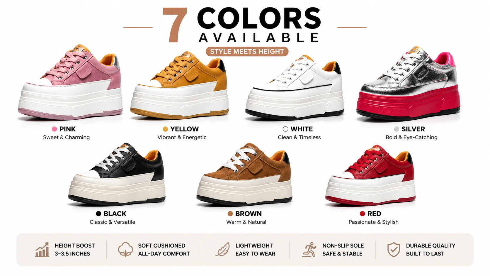 Zapatillas con Cuña Oculta para Mujer - Plataforma 9cm