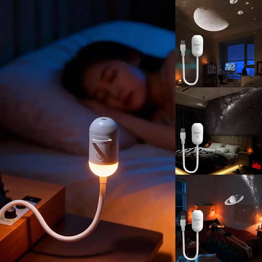 Mini Proyector de Estrellas 2 en 1, Lámpara Nocturna LED con Cielo Estrellado, Lámpara Ambiental para Dormitorio, Decoración y Luz de Ambiente LED