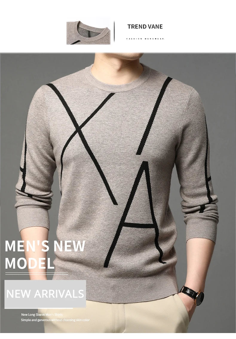 2025 nueva marca de moda de punto de gama alta de diseñador de lana de invierno suéter negro para hombre fresco otoño Casual Jumper ropa para hombre