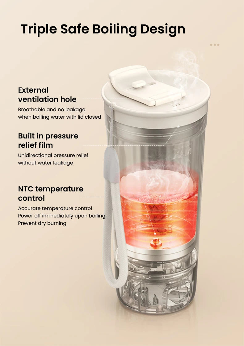 Hervidor Eléctrico Portátil 400ml con Control de Temperatura NTC