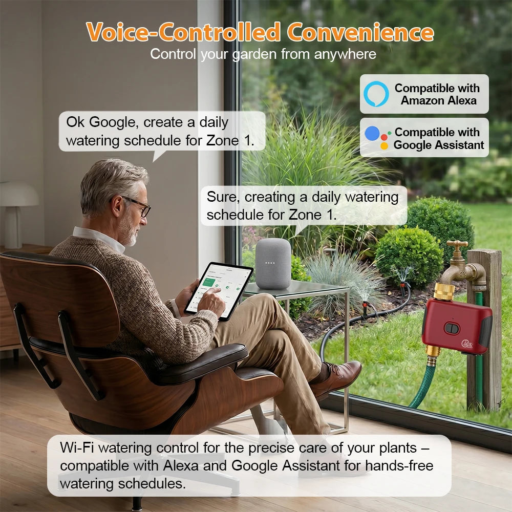 Temporizador de agua WiFi inteligente, controlador de riego, No requiere concentrador, válvula automática de aspersor de goteo para jardín, Control por aplicación Tuya