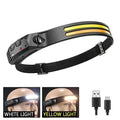 Linterna Frontal LED COB Recargable USB, 10 Modos, IPX4
