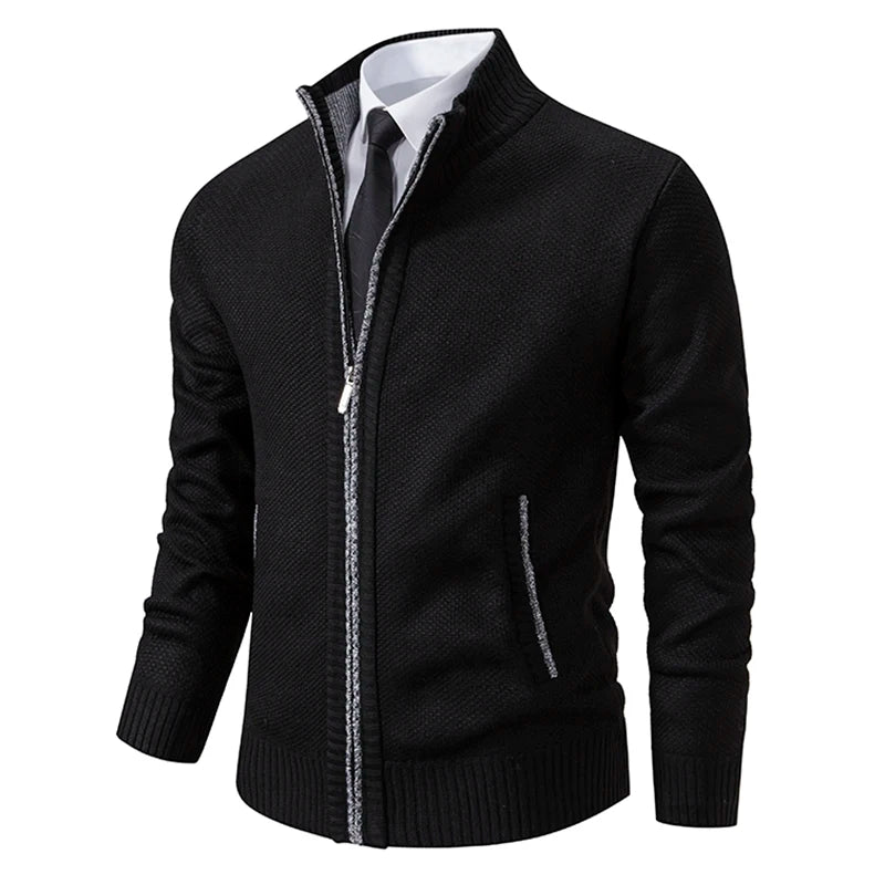 Buzo Cárdigan con Cremallera para Hombre – Cuello Alto y Forro Polar