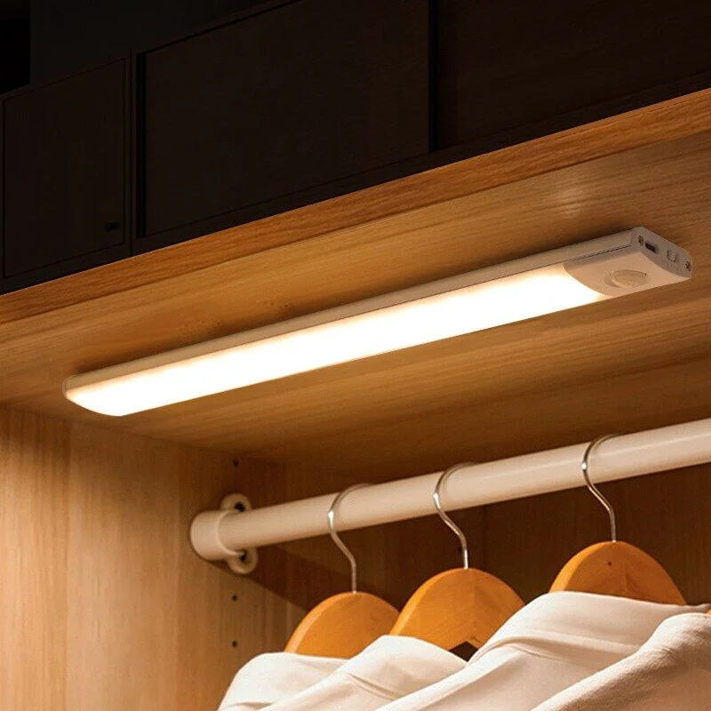 Barra de luz LED con Sensor de movimiento, luz nocturna Led recargable por USB para cocina, armario, iluminación de armario, 30cm/40cm/50cm