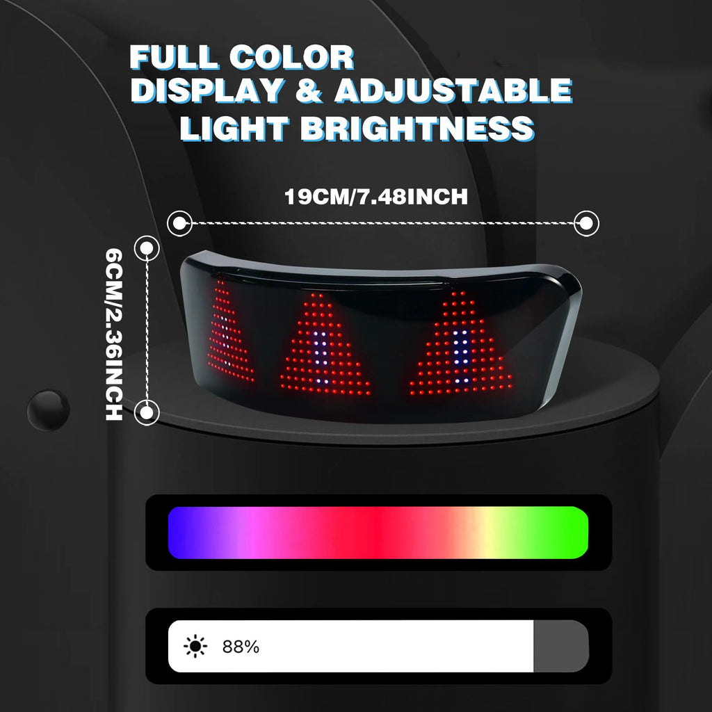 Pantalla LED para Casco, Luces Intermitentes para Casco de Motocicleta, Control por Aplicación, Luz Trasera de Advertencia LED para Casco de Motocicleta