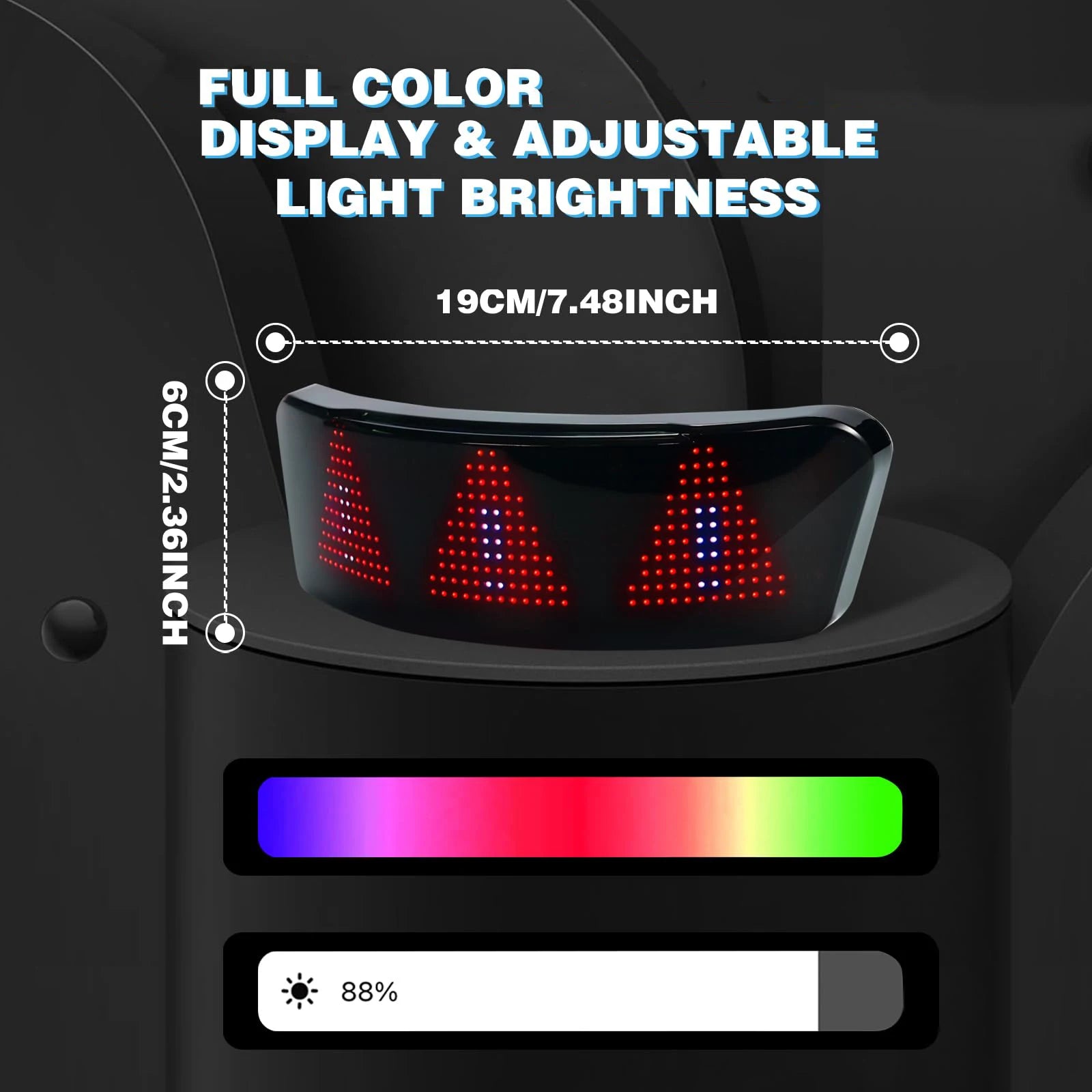 Pantalla LED para Casco, Luces Intermitentes para Casco de Motocicleta, Control por Aplicación, Luz Trasera de Advertencia LED para Casco de Motocicleta