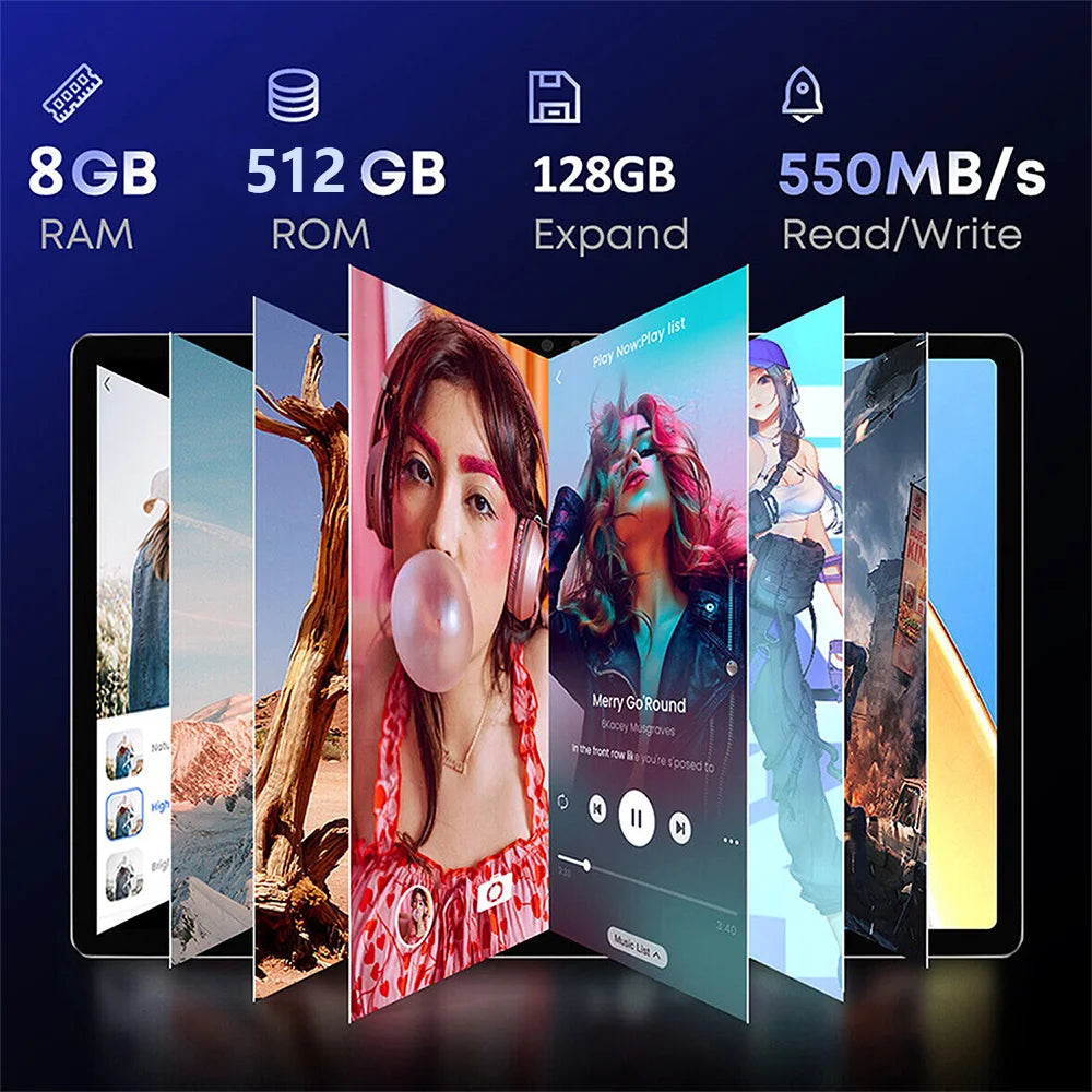 Tablet BDF 10.1": Android 13, 8GB RAM, 512GB ROM, 10 núcleos, 4G LTE