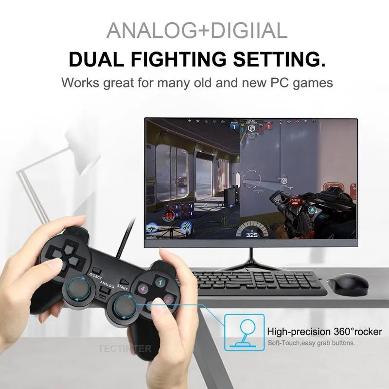 Joystick USB con Cable para Juegos de PC, Controlador de Juegos para Computadora Portátil con Windows, WinXP, Win7, Win8, Win10, Accesorios para Juegos