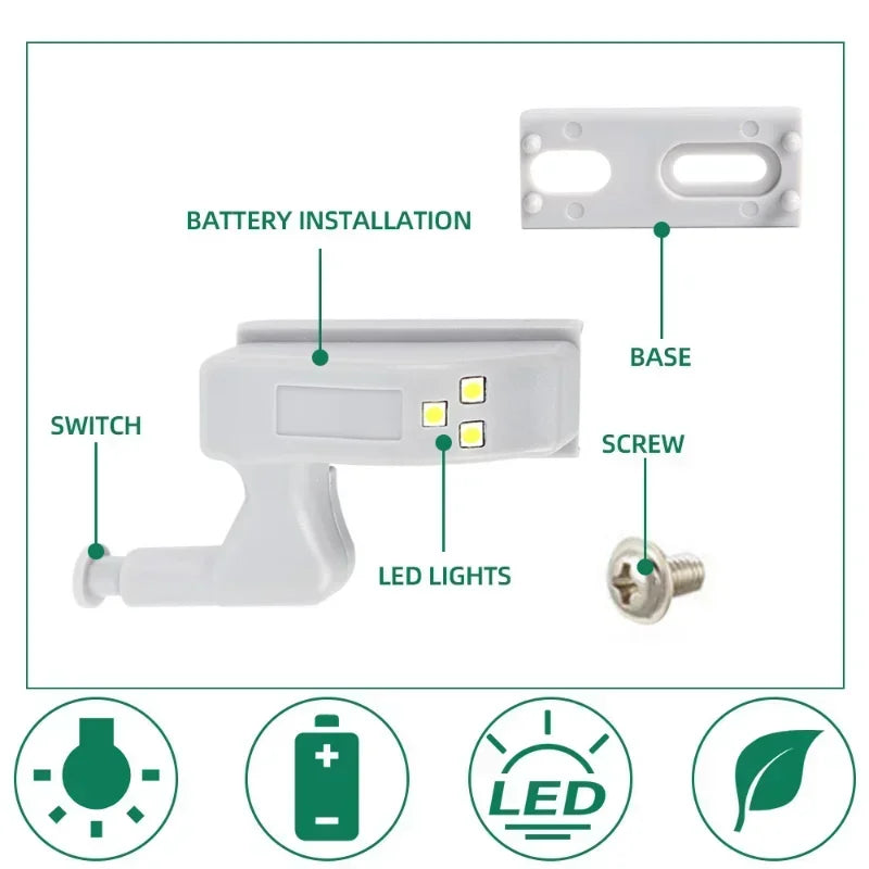 Luz LED para armario, lámpara con bisagra interior, luces universales con Sensor para puerta de armario, dormitorio, armario, cocina, luz nocturna