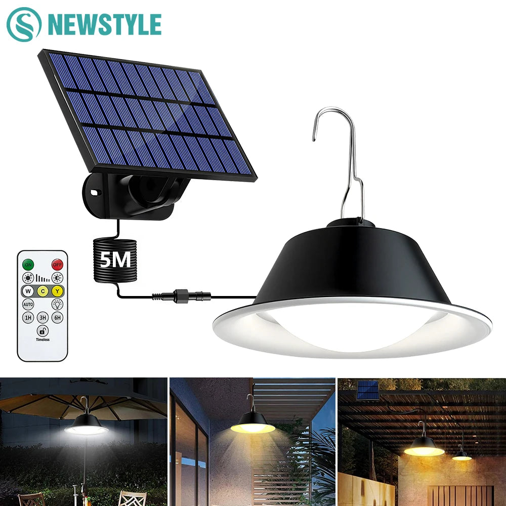 Lámpara Solar Colgante Exterior con Control Remoto 3 Colores Regulable