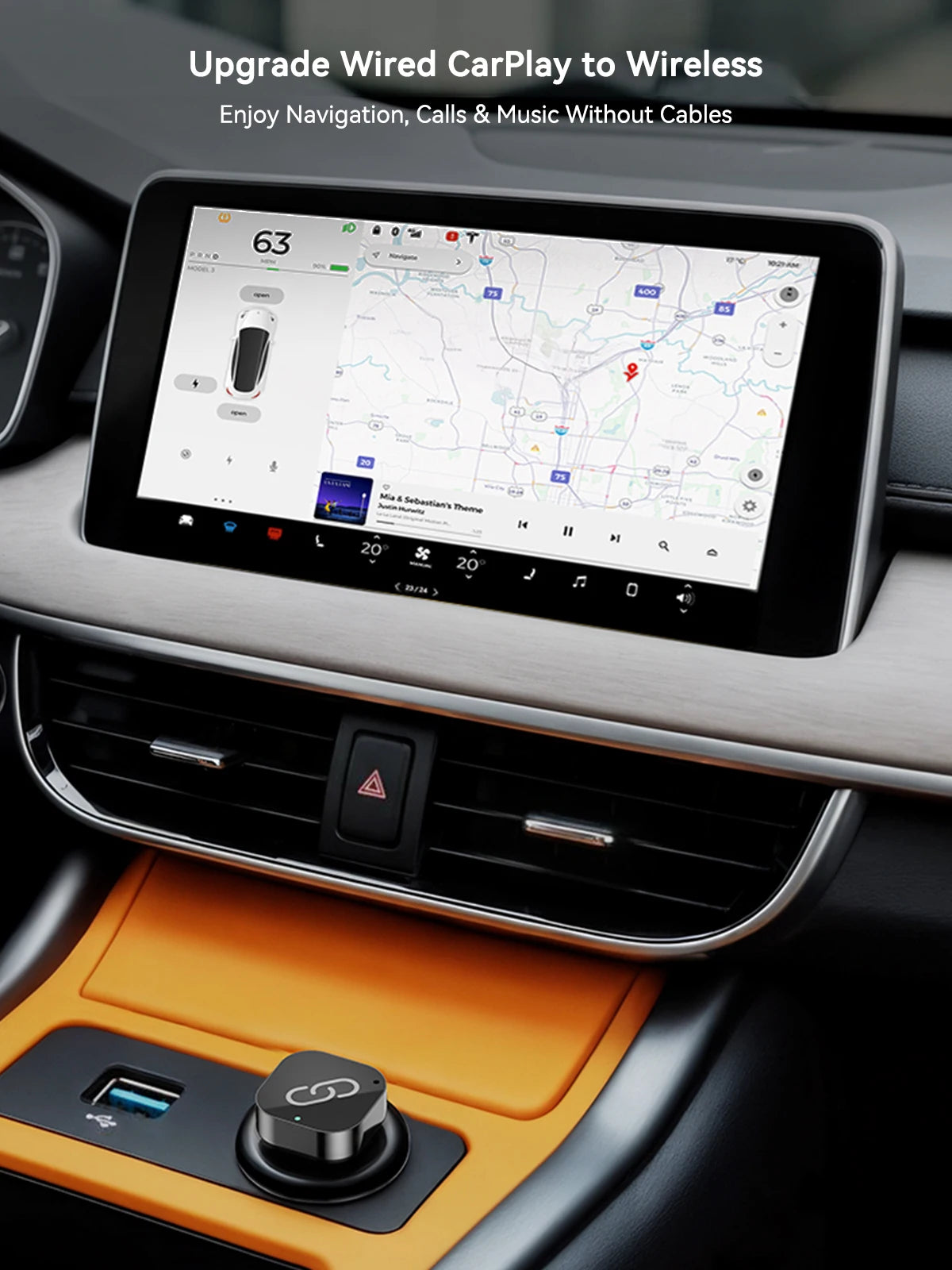 Adaptador Inalámbrico CarPlay 2026 (Tipo C) CarPlay y Android Auto, Puerto Tipo C, Convierte de Cableado a Inalámbrico, Plug & Play, Auto-C