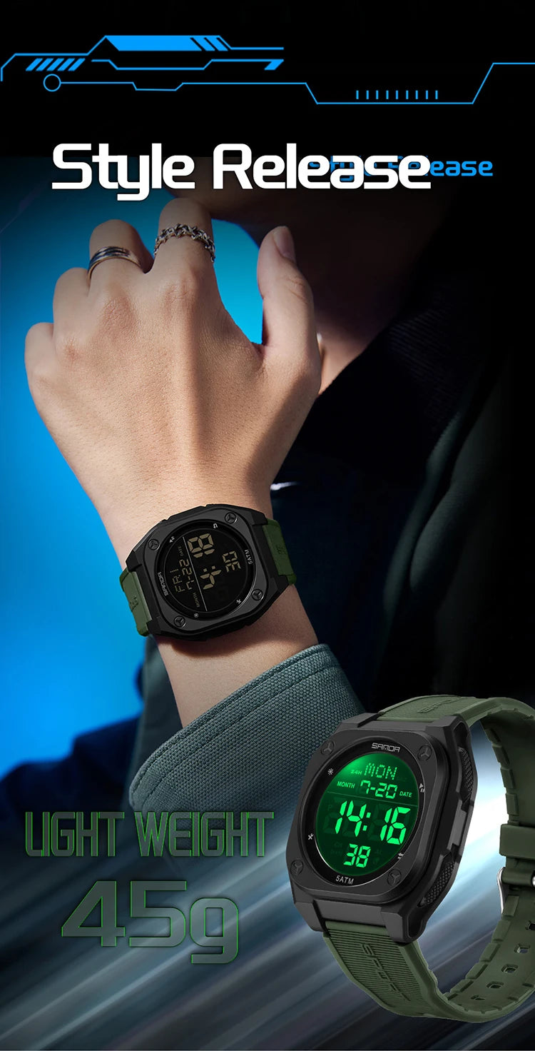 Reloj Digital SANDA 6272 para Estudiantes, Luminoso y Resistente al Agua