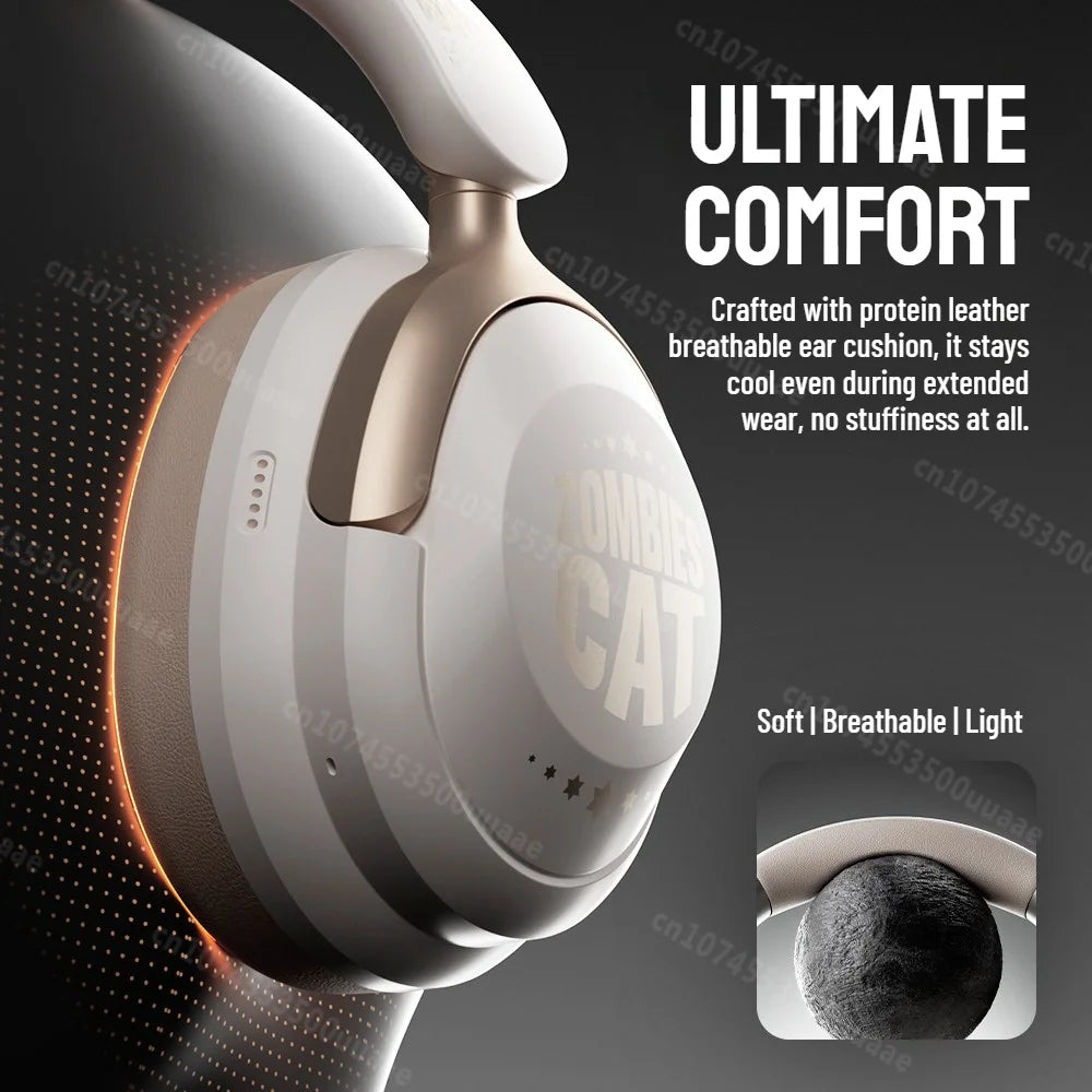 Zombies Cat S10 ANC auriculares Bluetooth 6,0-auriculares con cancelación activa de ruido de 45dB estéreo HiFi cable supraaural/auriculares inalámbricos