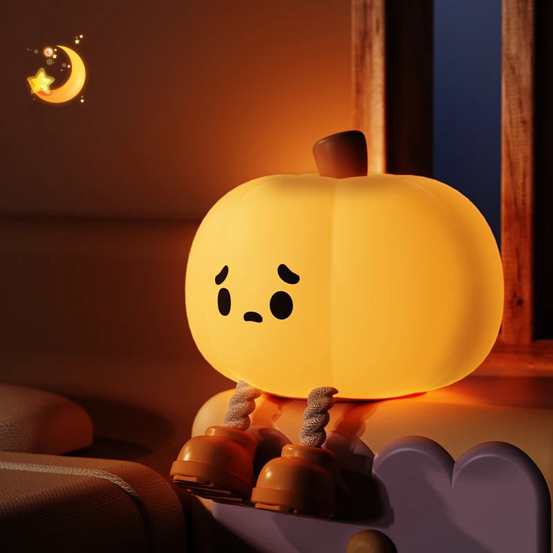 Lámpara de noche de silicona para niños, luz de noche de calabaza, decoración de bruja fantasma de Halloween, temporizador regulable, decoración de cabecera, regalo lindo