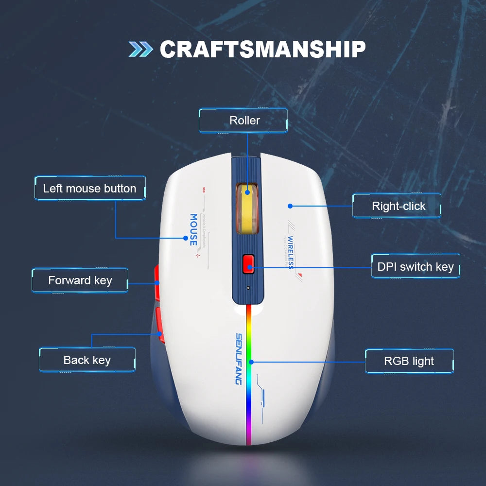 Ratón ergonómico recargable para juegos LT-T19, USB 2,4G, luz RGB inalámbrica, ordenadores de escritorio, portátiles y portátiles
