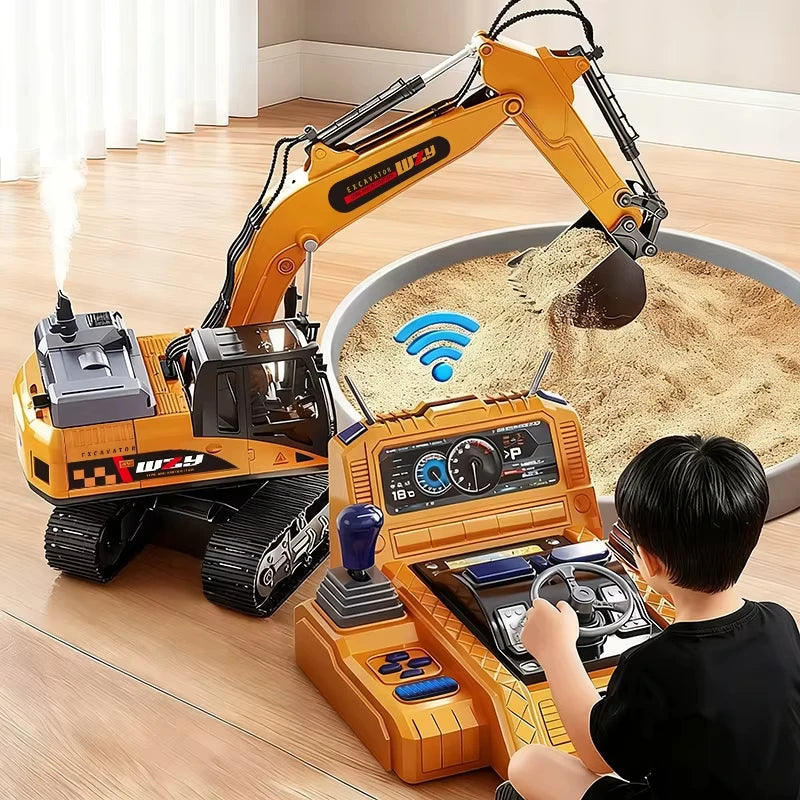 Excavadora RC de Aleación con Sonido y Luces para Niños