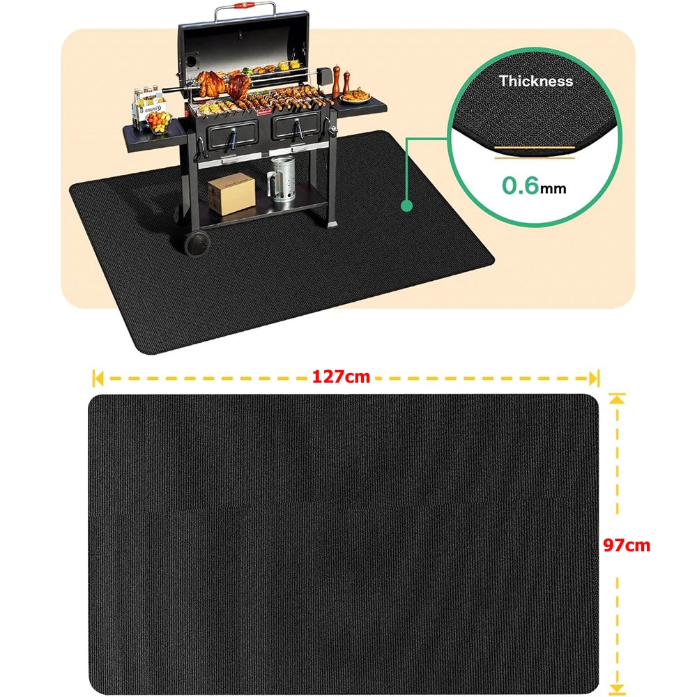 LMETJMA - Alfombrillas para parrilla, doble cara, ignífugas, protectoras para parrilla exterior, resistentes al aceite y al agua, para barbacoa, fogatas y chimeneas