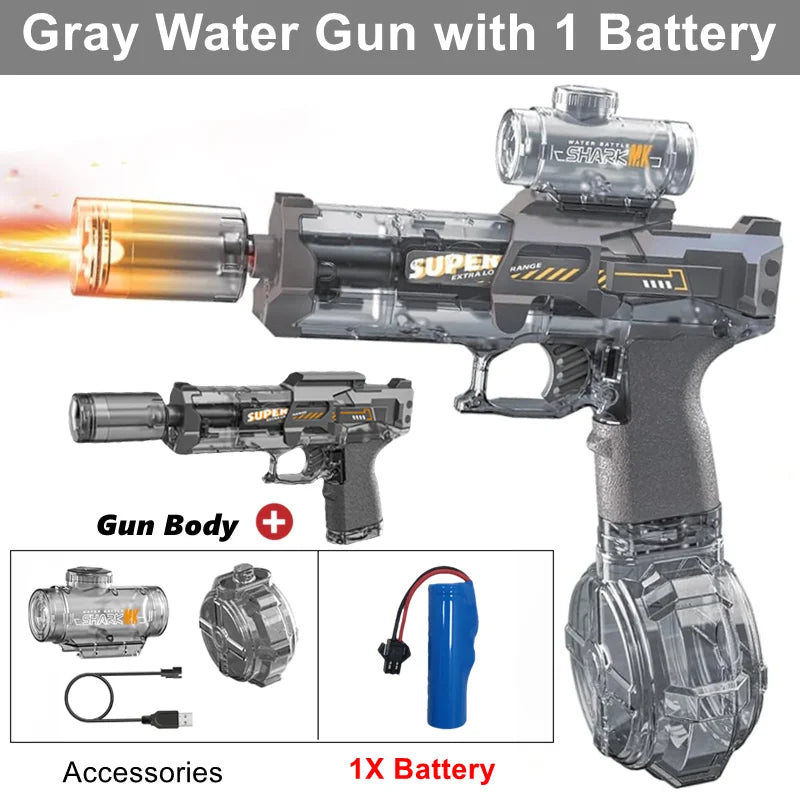 Pistola de Agua Eléctrica con LED para Fiestas y Piscina