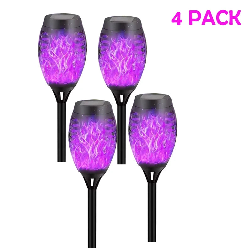 Luces Solares Antorcha Llama Solar RGB 12LED para Jardín Pack x6
