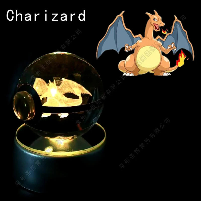 Lámpara Nocturna Pokémon Bola de Cristal 3D Pikachu