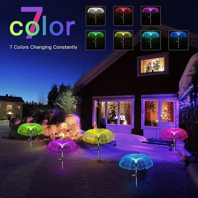 Luces Solares de Jardín con Medusas de Fibra Óptica