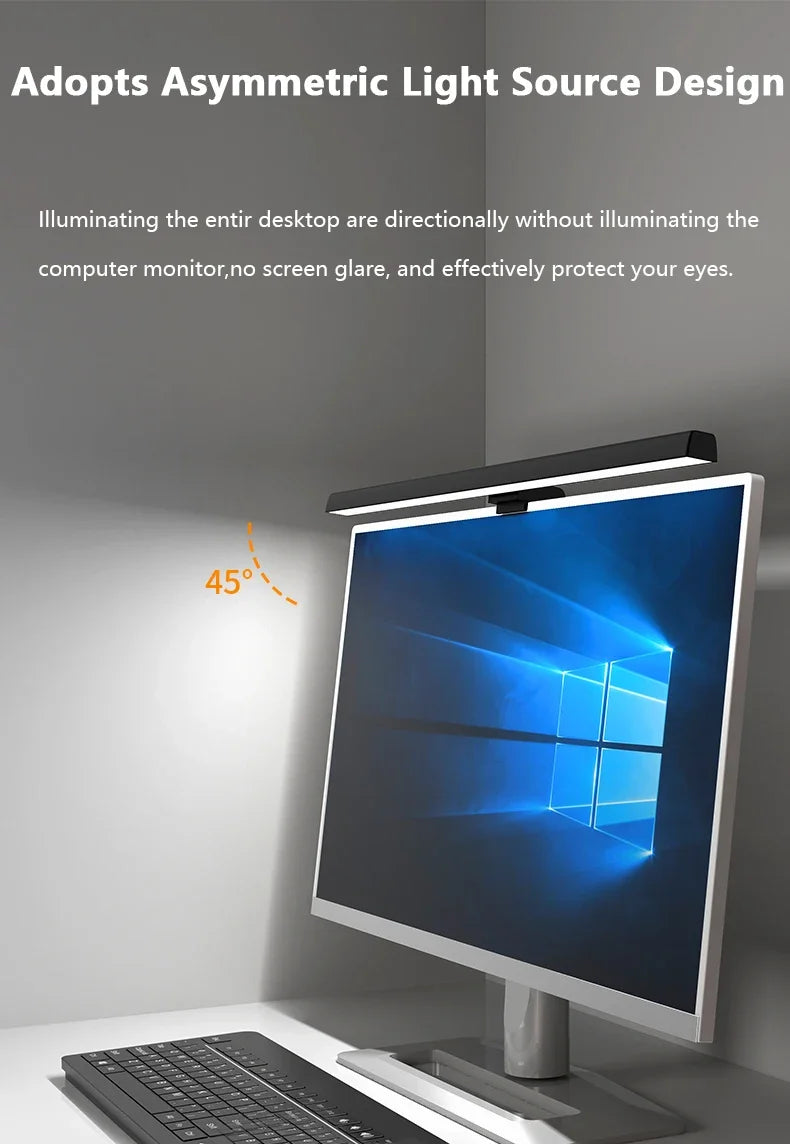 Barra de luz para Monitor de ordenador de 50cm, luces colgantes para pantalla, atenuación continua, lámpara de escritorio USB para estudio, luz de lectura, lámpara para Monitor de mesa