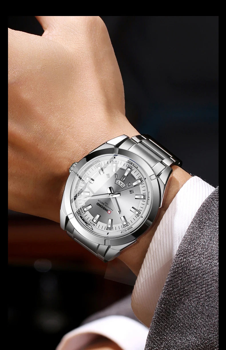 Reloj de Cuarzo BINBOND para Hombre Elegante Resistente al Agua
