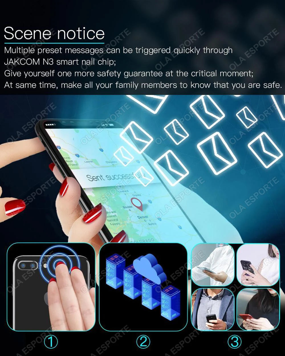 Nuevo Chip de uñas inteligente NFC, llamada Virtual SOS, función de supervisión de Fitness, dispositivo rastreador GPS, Mini rastreador, Chip inteligente para Android IOS