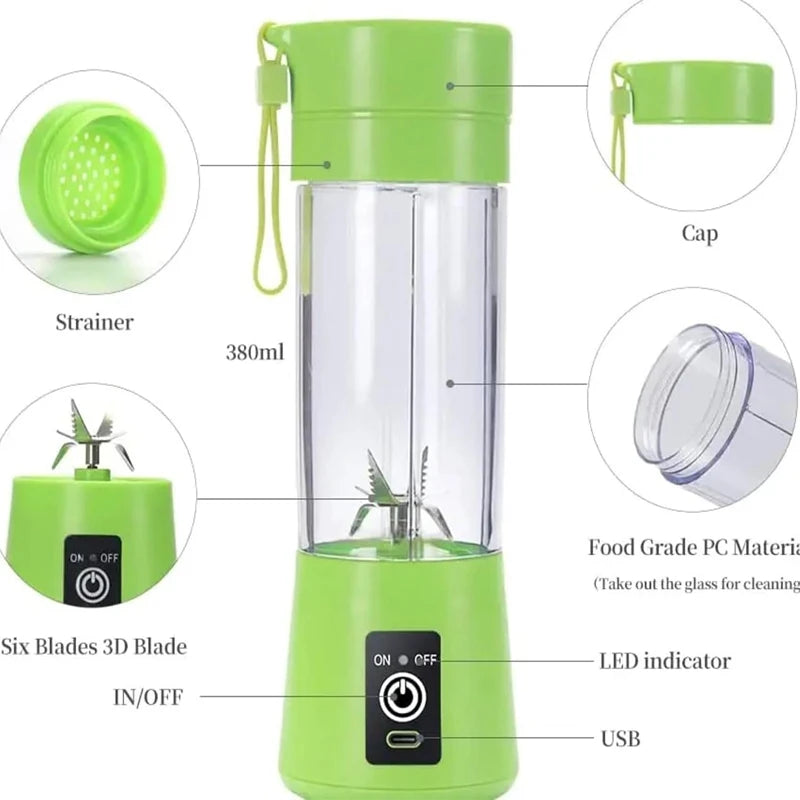 Licuadora Portátil USB Recargable para Smoothies y Batidos