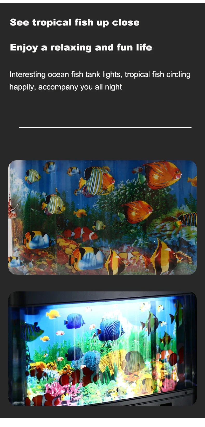 Lámparas de tanque de peces tropicales, decoración de acuario Artificial, océano Virtual en movimiento, luz nocturna para niños, regalo de Halloween y Navidad, juguete