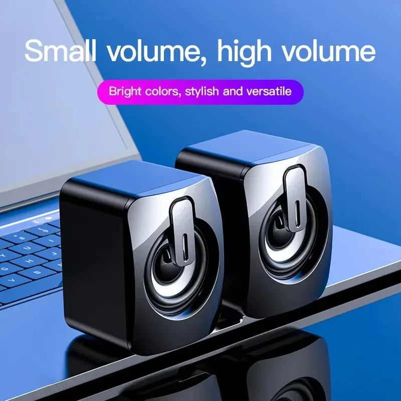 Mini caja de sonido para ordenador, caja de sonido para PC, altavoces envolventes estéreo HIFI con luz LED para ordenador de escritorio, proyector, tabletas y portátiles