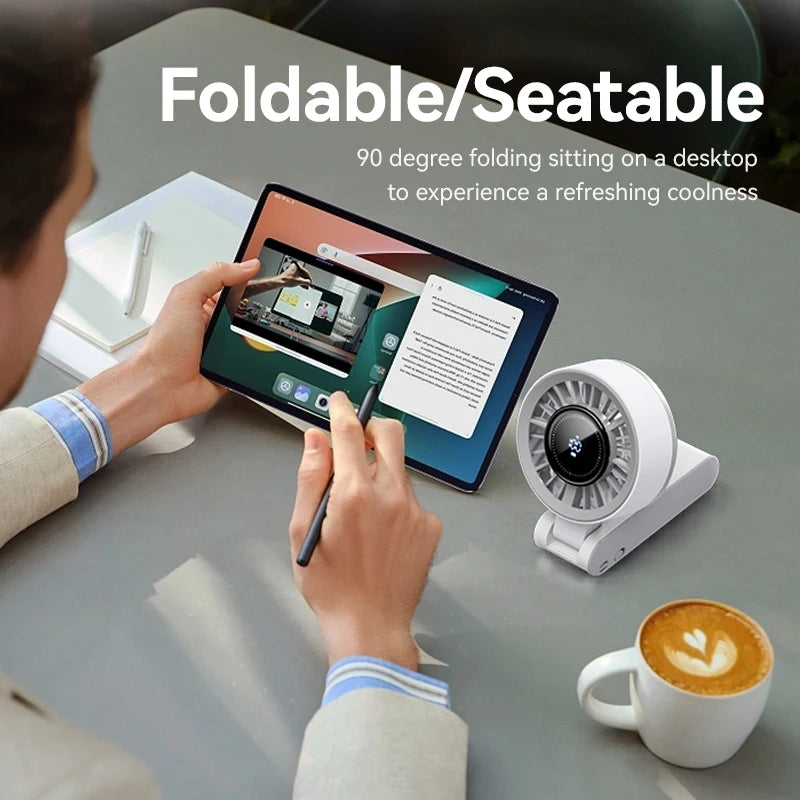 Ventilador de mano plegable con pantalla digital carga tipo C