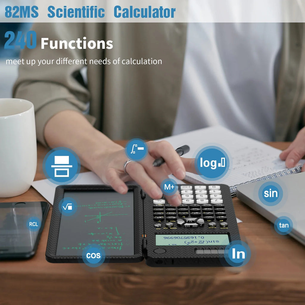 Mini calculadora científica con tableta de escritura, calculadoras, Bloc de notas, notas, electrónica de oficina, suministros escolares 991es Ms EX 82ms, nuevo