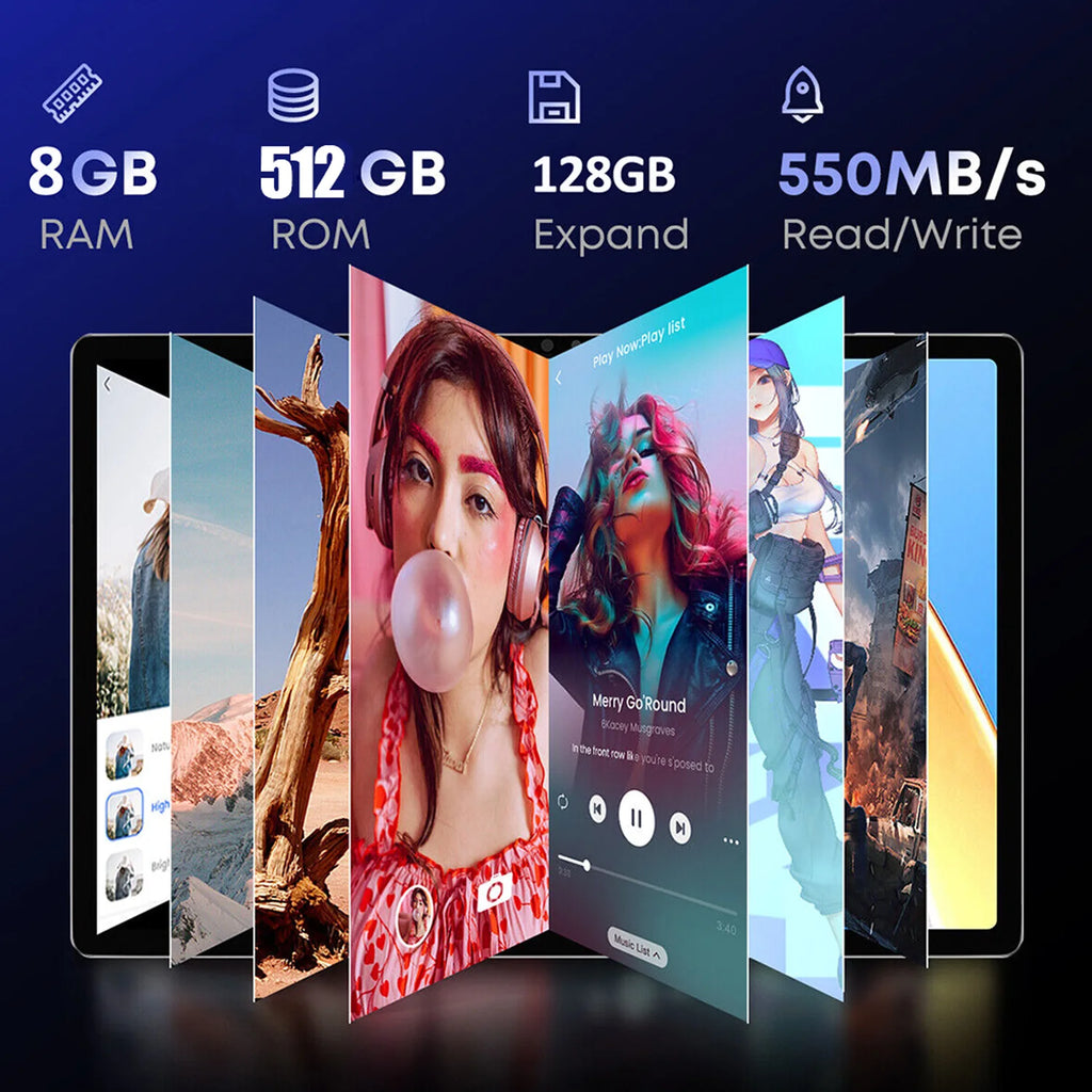 Tablet BDF 10.1": Android 13, 8GB RAM, 512GB ROM, 10 núcleos, 4G LTE