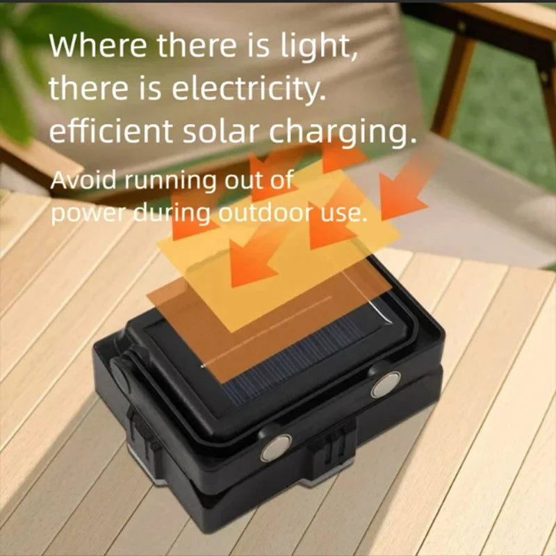 Luz de trabajo solar, reflectores portátiles de 150 LED con soporte - Lámpara exterior recargable impermeable de 4 modos para sitio de trabajo, camping