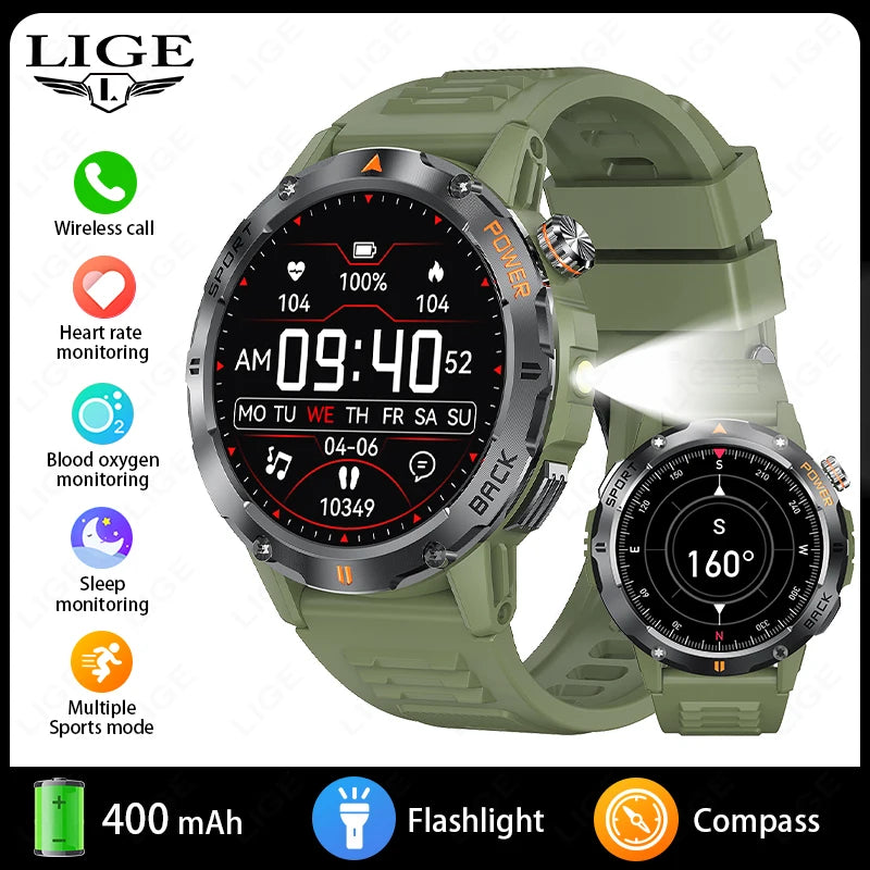 LIGE Reloj Inteligente Clima Música Brújula