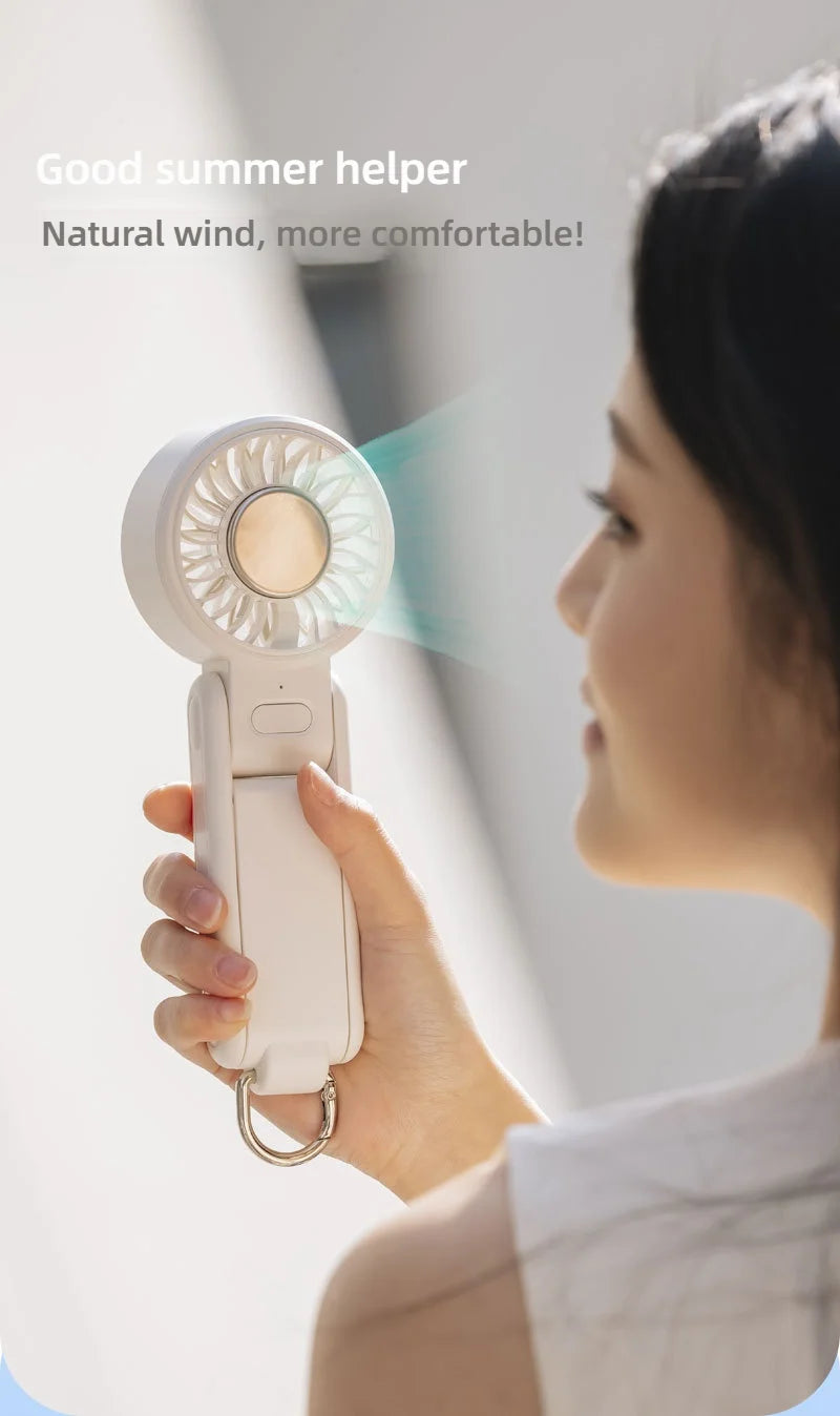 Ventilador de Mano Portátil con Enfriamiento por Hielo, 4 Velocidades, Recargable, Ligero, para Verano, Camping y Actividades al Aire Libre