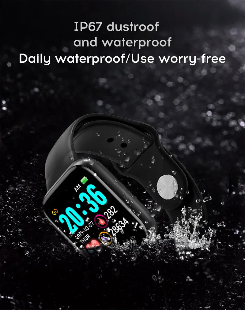 Reloj inteligente D20Pro para hombres y mujeres, reloj deportivo con seguimiento de actividad física, Monitor de ritmo cardíaco y presión arterial, reloj inteligente resistente al agua para Android IOS