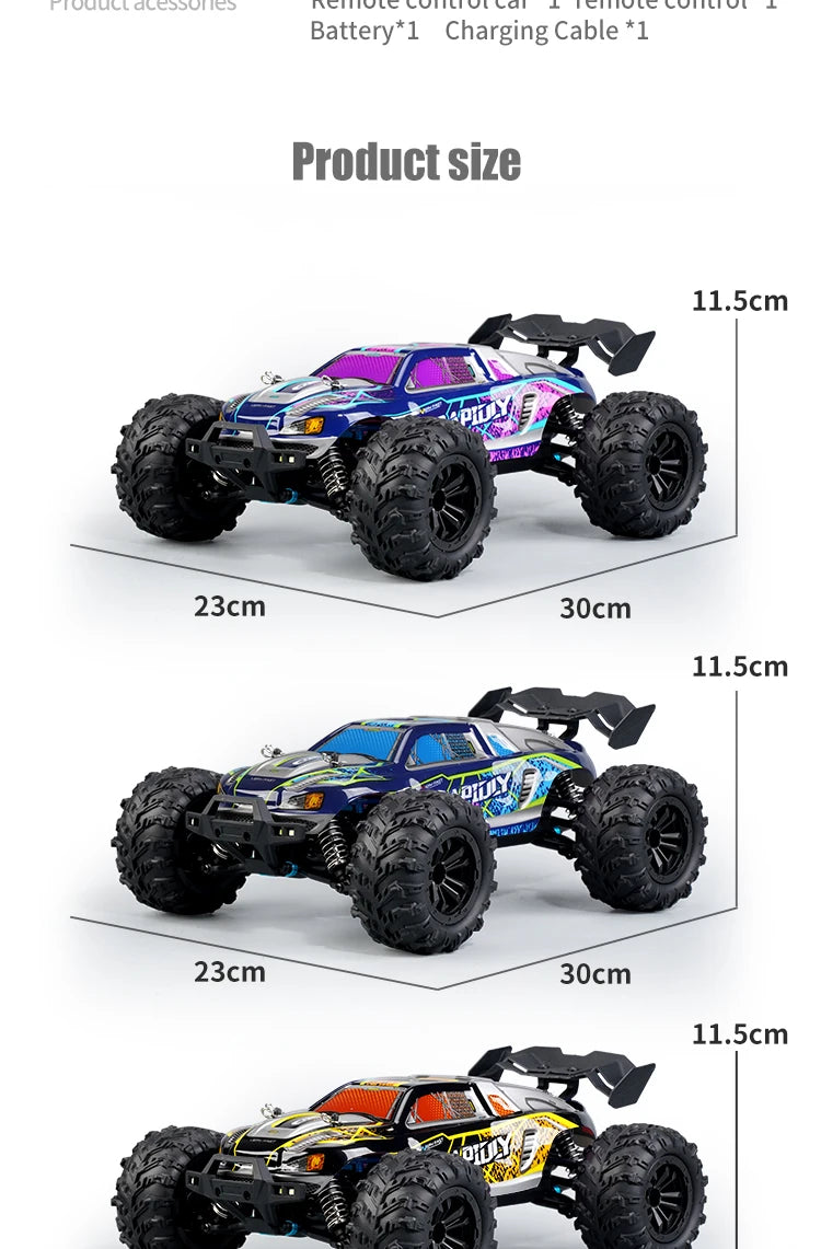 Coche teledirigido 1:16 75 KM/H o 50 KM/H 4WD con coches de Control remoto LED camión monstruo de deriva de alta velocidad para niños Vs Wltoys 144001   Juguetes