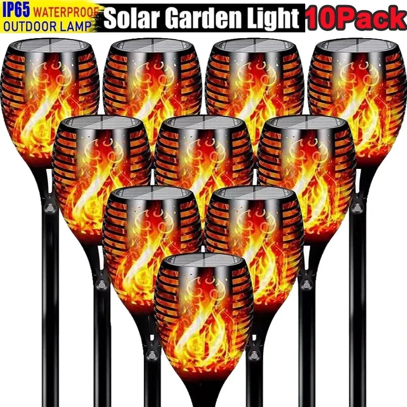 1/2/4/6/8/10 Uds. Luces de antorcha de llama Solar luz parpadeante decoración de jardín impermeable camino de césped al aire libre Patio lámparas de pie