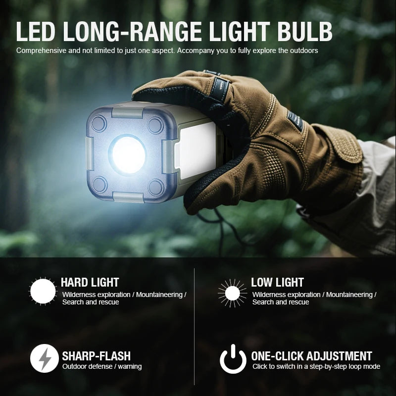 Lámpara LED Portátil con Carga Tipo-C para Camping y Exterior