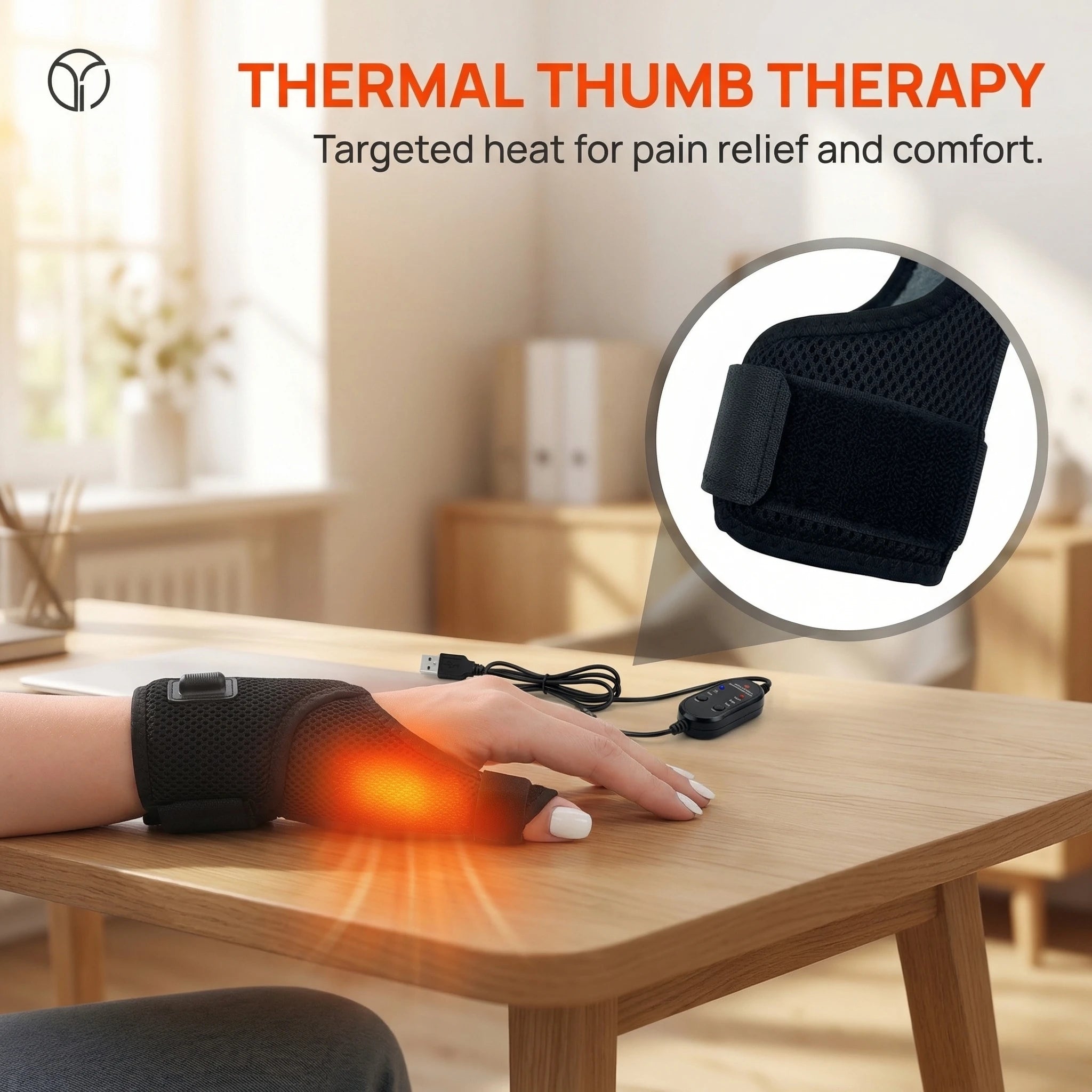 Masajeador de pulgar y muñeca calentado, artritis alimentada por USB, alivio del túnel carpiano, tendinitis del pulgar, esguinces, dolor, alivia la relajación muscular