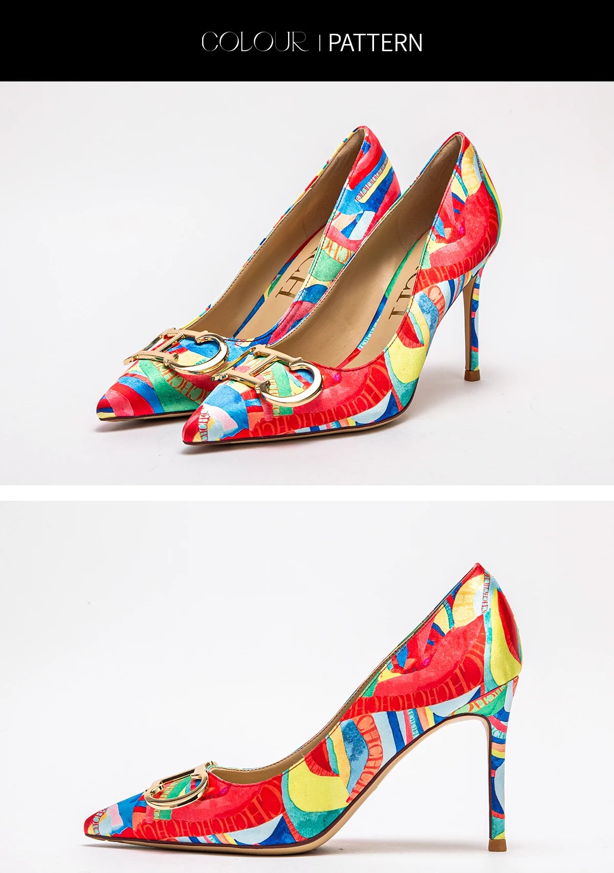 Zapatos de Tacón Alto para Mujer con Hebilla y Punta Fina 9 cm