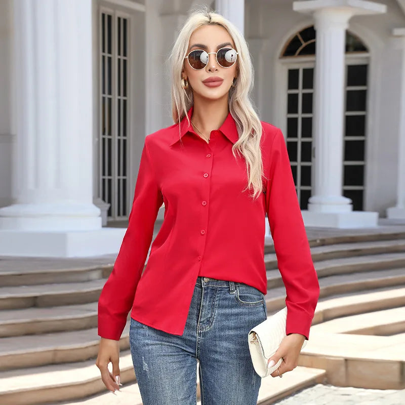 Blusa Elegante de Gasa con Botones para Mujer
