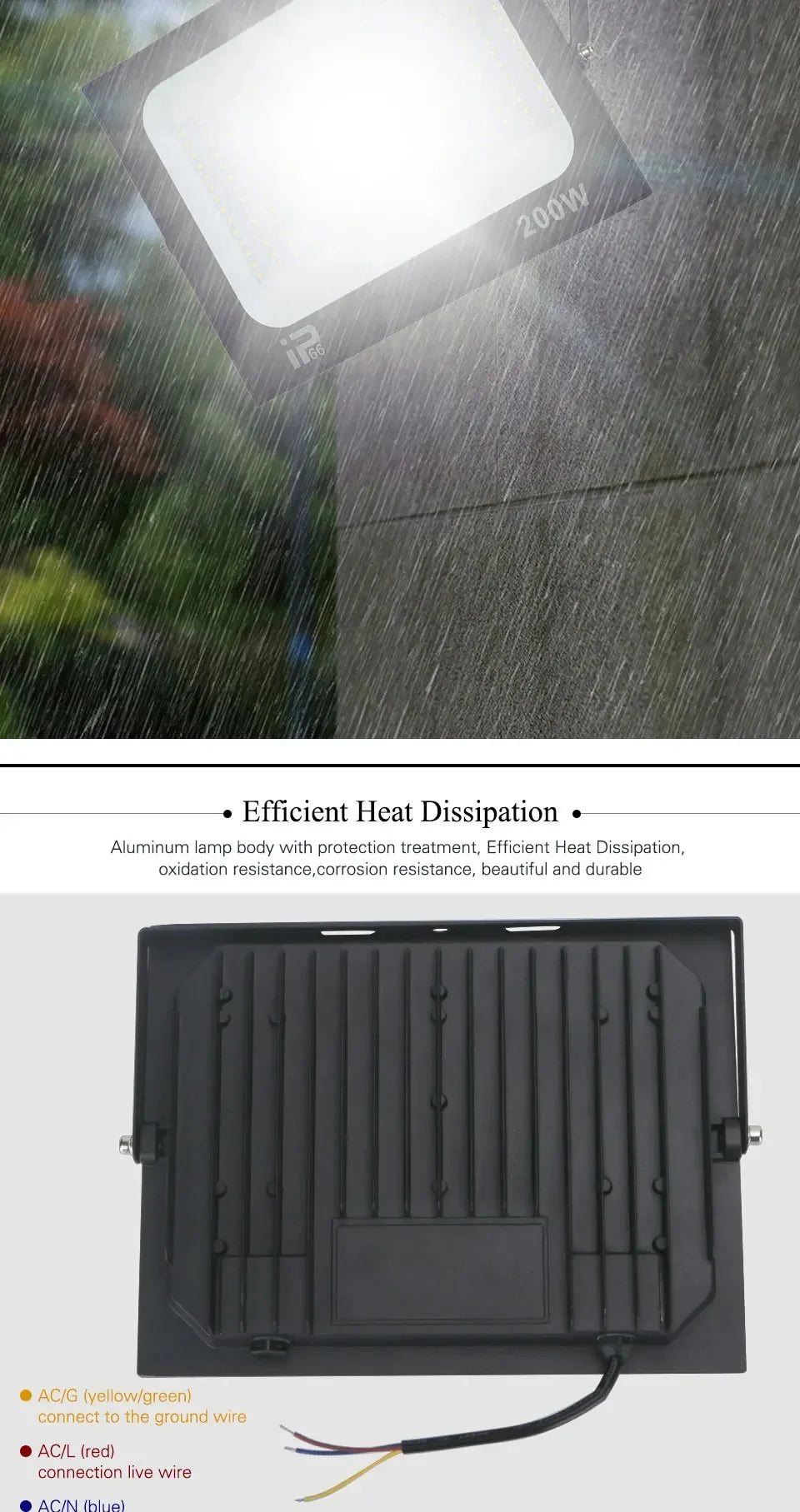 Reflector LED 100W-200W Impermeable para Exteriores 6500K